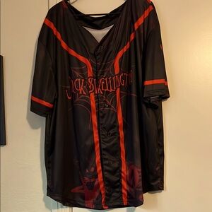 Black and Red Jack Skellington Baseball Jersey